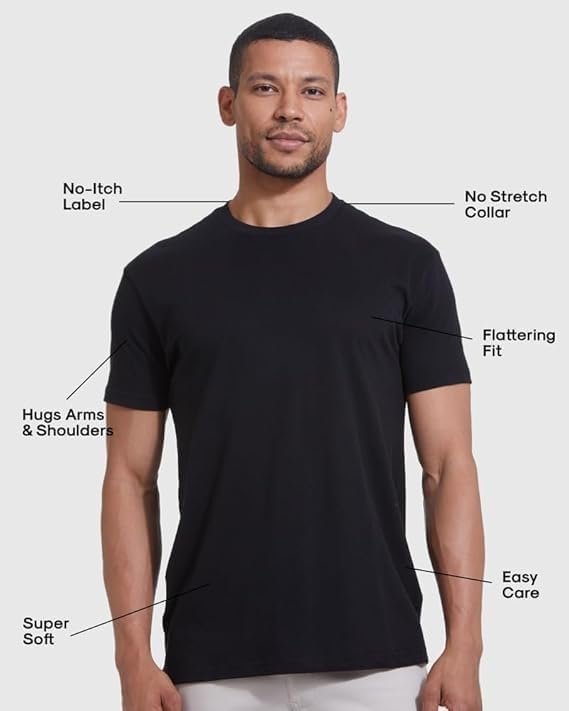 3 Pieces Mens T-Shirts - Short Sleeve Crew Neck Plain Novelty T Shirt for Men
