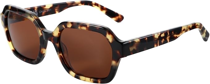 Retro Polarized Hexagon Sunglasses for Women Classic Vintage Rectangle Sun Glasses Acetate Shades UV400 Protection