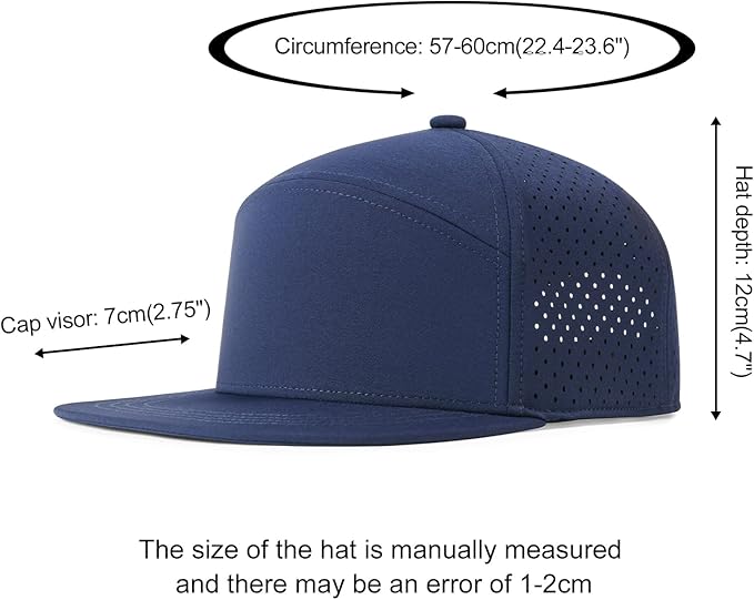 Men Flat Brim Adjustable Performance Hat Snapback Laser Perforated Baseball Cap