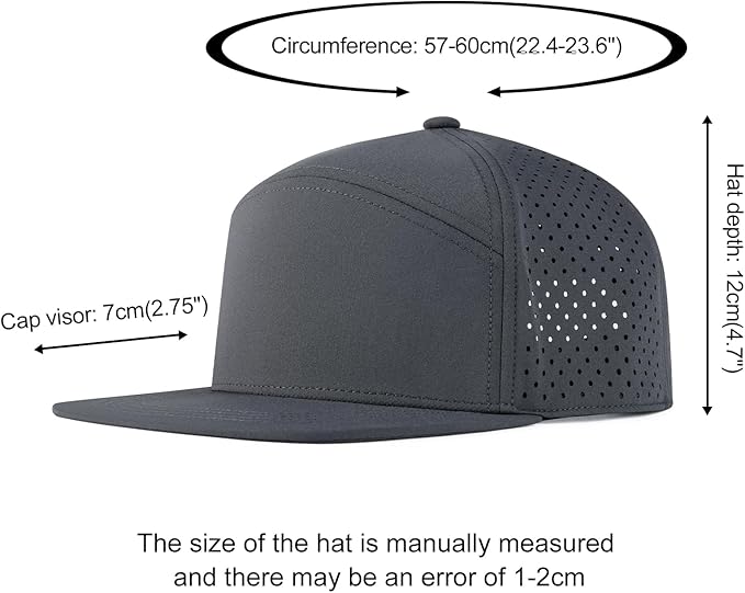 Men Flat Brim Adjustable Performance Hat Snapback Laser Perforated Baseball Cap