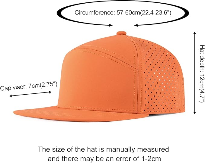 Men Flat Brim Adjustable Performance Hat Snapback Laser Perforated Baseball Cap