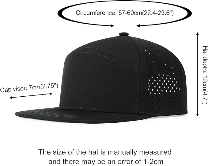 Men Flat Brim Adjustable Performance Hat Snapback Laser Perforated Baseball Cap