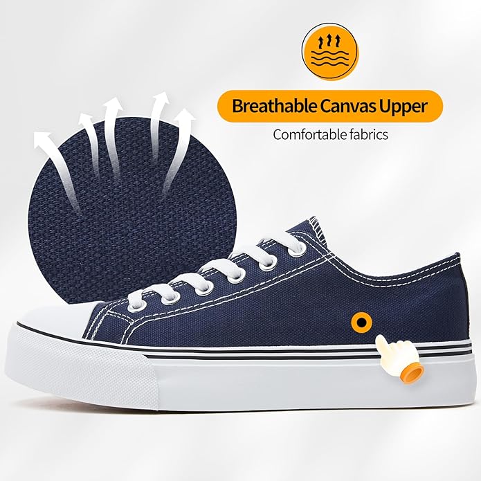 Low Top Canvas Shoes,Lace up Canvas Sneakers,Casual White Tennis Walking Shoes