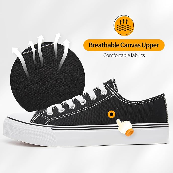 Low Top Canvas Shoes,Lace up Canvas Sneakers,Casual White Tennis Walking Shoes