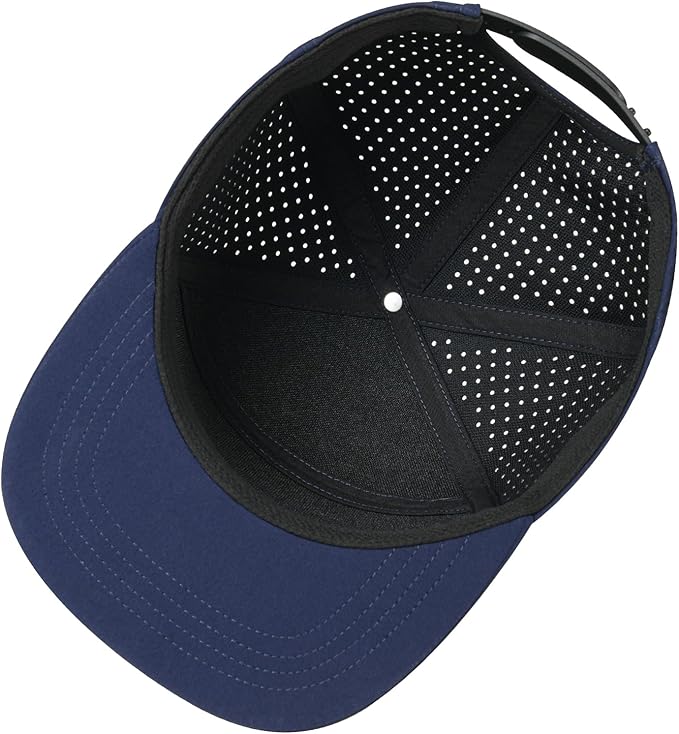 Men Flat Brim Adjustable Performance Hat Snapback Laser Perforated Baseball Cap