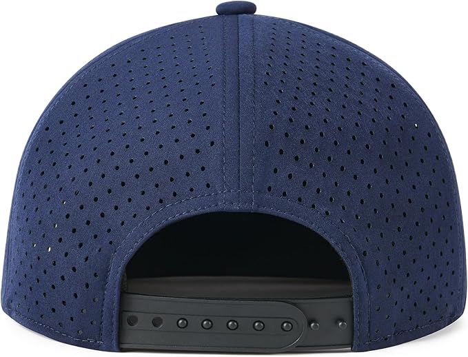 Men Flat Brim Adjustable Performance Hat Snapback Laser Perforated Baseball Cap