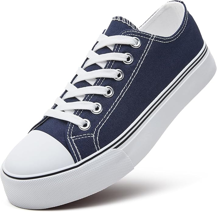 Low Top Canvas Shoes,Lace up Canvas Sneakers,Casual White Tennis Walking Shoes