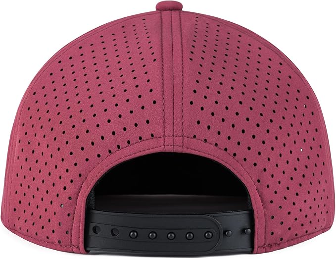 Men Flat Brim Adjustable Performance Hat Snapback Laser Perforated Baseball Cap