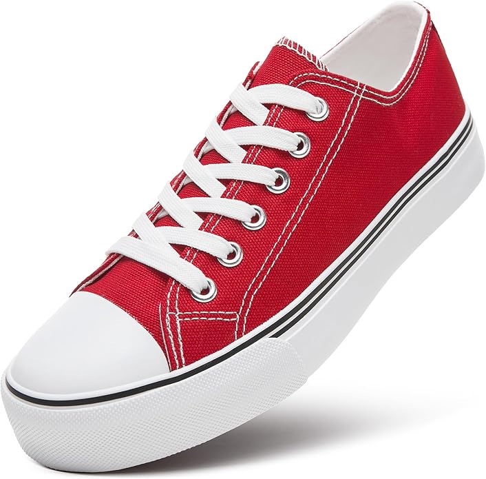 Low Top Canvas Shoes,Lace up Canvas Sneakers,Casual White Tennis Walking Shoes