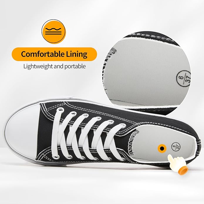 Low Top Canvas Shoes,Lace up Canvas Sneakers,Casual White Tennis Walking Shoes
