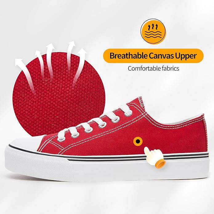 Low Top Canvas Shoes,Lace up Canvas Sneakers,Casual White Tennis Walking Shoes