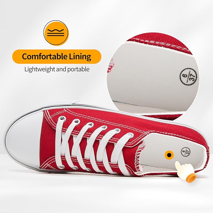 Low Top Canvas Shoes,Lace up Canvas Sneakers,Casual White Tennis Walking Shoes
