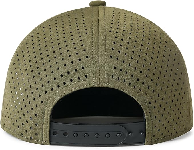 Men Flat Brim Adjustable Performance Hat Snapback Laser Perforated Baseball Cap