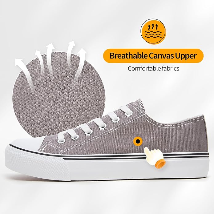 Low Top Canvas Shoes,Lace up Canvas Sneakers,Casual White Tennis Walking Shoes