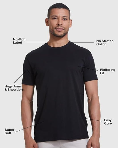 3 Pieces Mens T-Shirts - Short Sleeve Crew Neck Plain Novelty T Shirt for Men