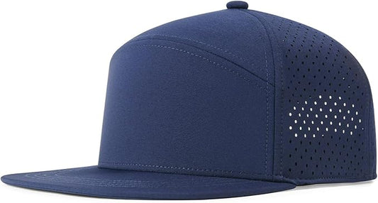 Men Flat Brim Adjustable Performance Hat Snapback Laser Perforated Baseball Cap