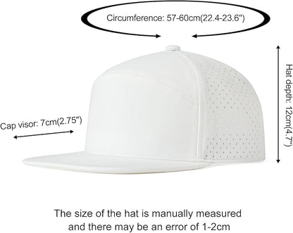 Men Flat Brim Adjustable Performance Hat Snapback Laser Perforated Baseball Cap