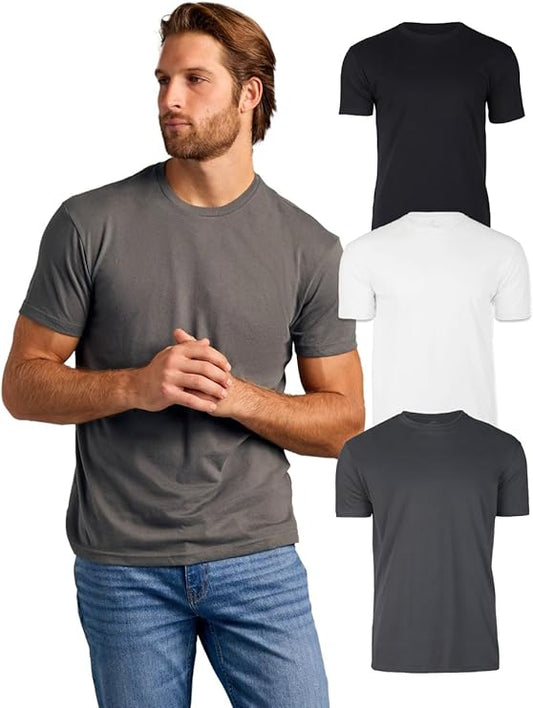 3 Pieces Mens T-Shirts - Short Sleeve Crew Neck Plain Novelty T Shirt for Men