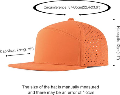 Men Flat Brim Adjustable Performance Hat Snapback Laser Perforated Baseball Cap
