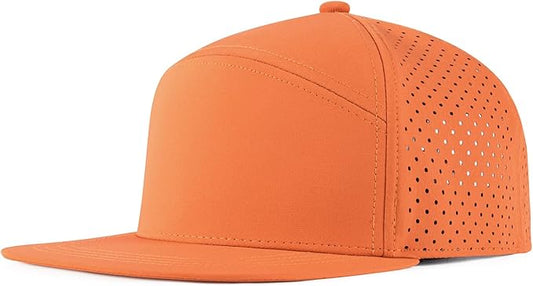 Men Flat Brim Adjustable Performance Hat Snapback Laser Perforated Baseball Cap