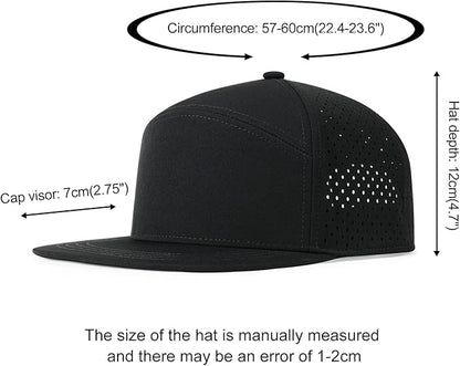 Men Flat Brim Adjustable Performance Hat Snapback Laser Perforated Baseball Cap