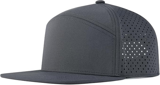 Men Flat Brim Adjustable Performance Hat Snapback Laser Perforated Baseball Cap