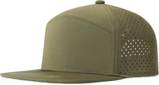 Men Flat Brim Adjustable Performance Hat Snapback Laser Perforated Baseball Cap