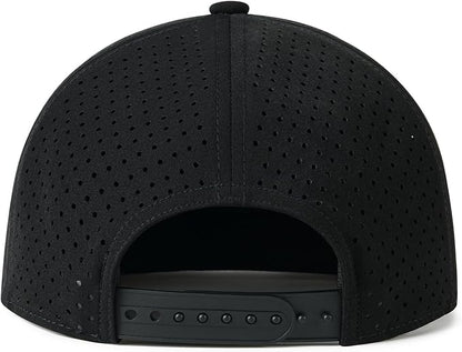 Men Flat Brim Adjustable Performance Hat Snapback Laser Perforated Baseball Cap